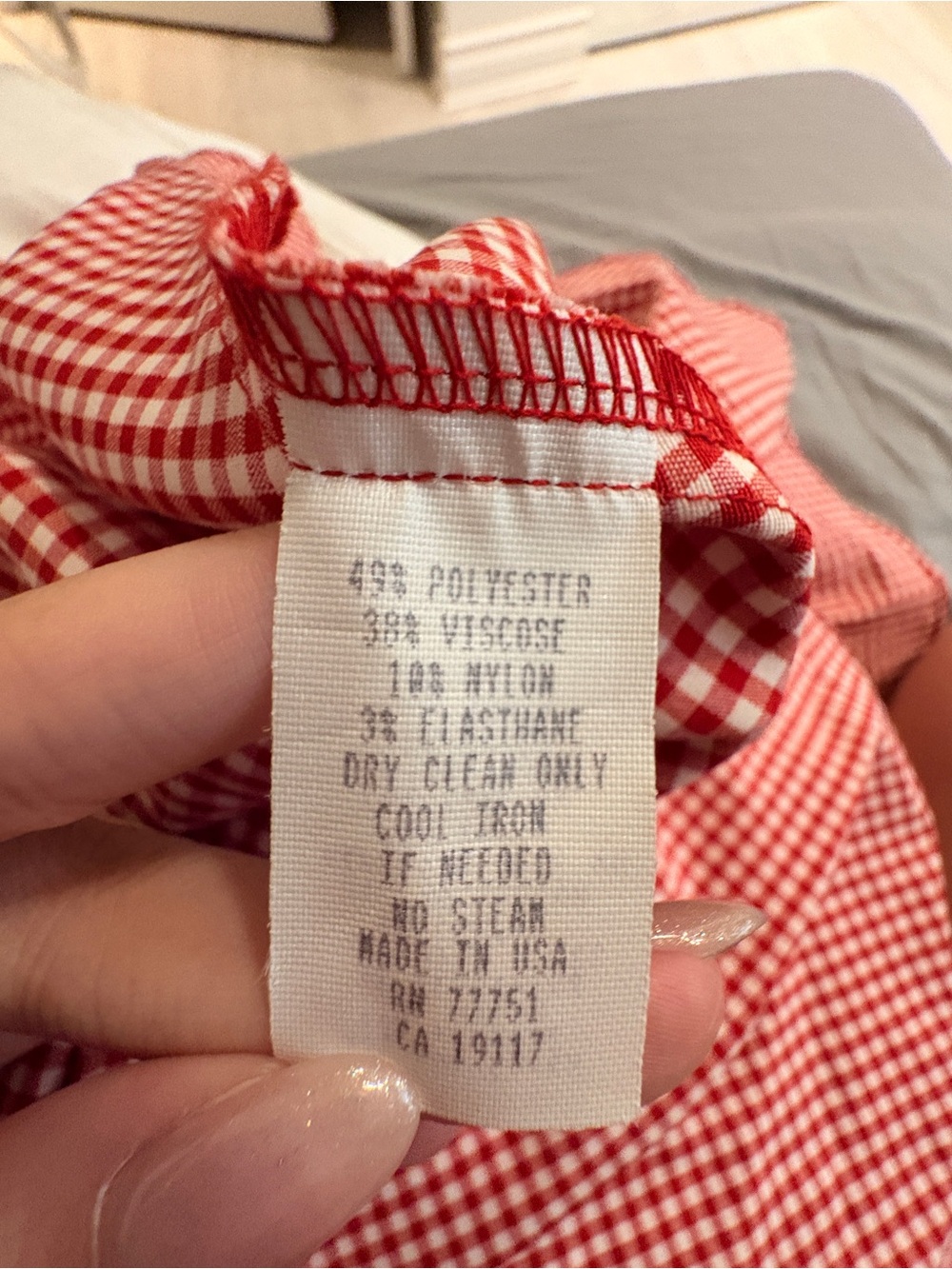 Vintage Betsey Johnson Red Gingham Midi Dress with Spaghetti Straps - Picture 5 of 5